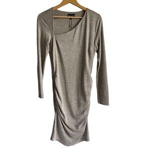 New! Dream Bandits Size Large Gold Sparkle Knit Dress Rouched Long Sleeve Bodyco
